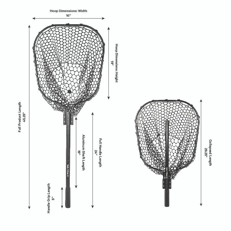 Load image into Gallery viewer, YakAttack - 16 x 19 Landing Net with 24 Long Telescoping Handle and Rubber Netting, Black
